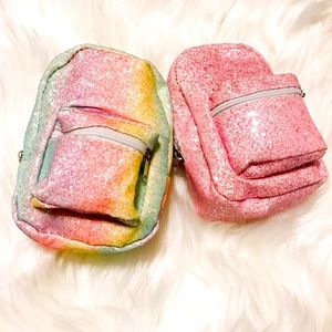Mini wristlet glitter backpacks